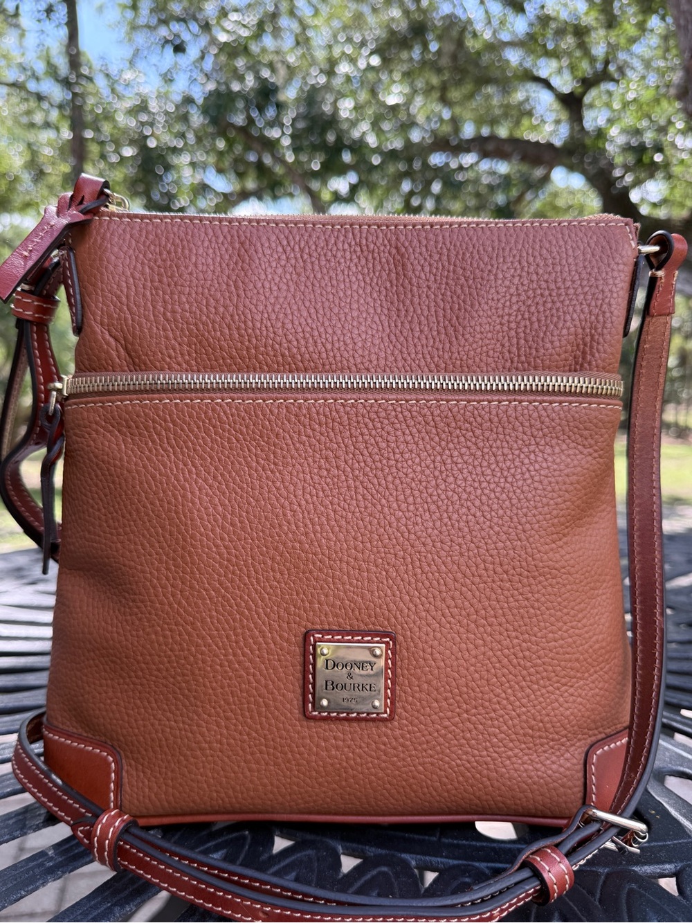 Dooney & Bourke Saddle Brown Pebbled Leather Crossbody